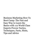Business Marketing How To Boot Camp: The Fast And Easy Way To Learn The Basics With 112 World Class Experts Proven Tactics, Techniques, Facts, Hints, Tips And A