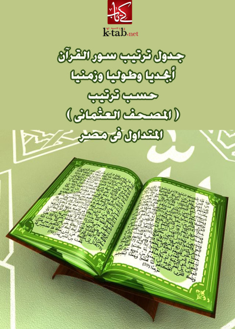 Cover image for book جدول ترتيب سور القران ابجديا وطوليا و زمنيا حسب ترتيب( المصحف العثمانى ) المتداول فى مصر