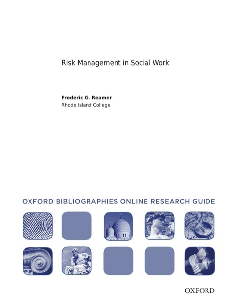 Cover image for book Risk Management in Social Work: Oxford Bibliographies Online Research Guide