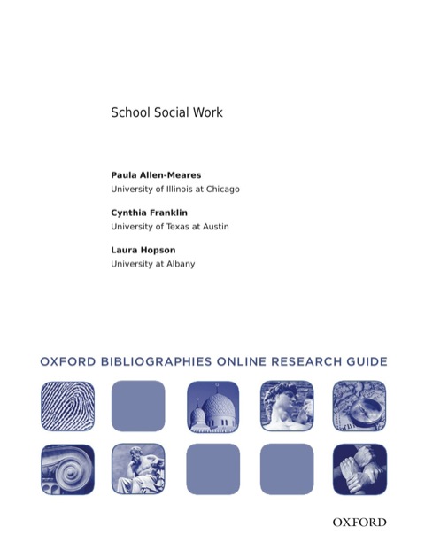 Cover image for book School Social Work: Oxford Bibliographies Online Research Guide