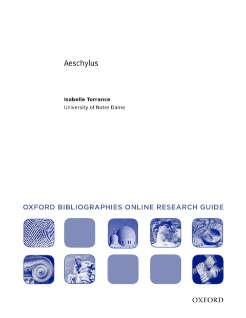 Cover image for book Aeschylus: Oxford Bibliographies Online Research Guide