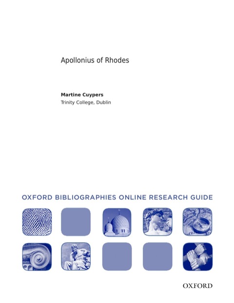 Cover image for book Apollonius of Rhodes: Oxford Bibliographies Online Research Guide