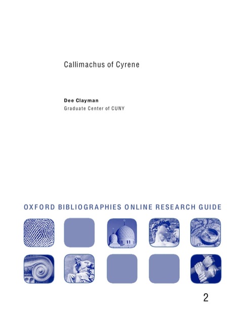 Cover image for book Callimachus of Cyrene: Oxford Bibliographies Online Research Guide