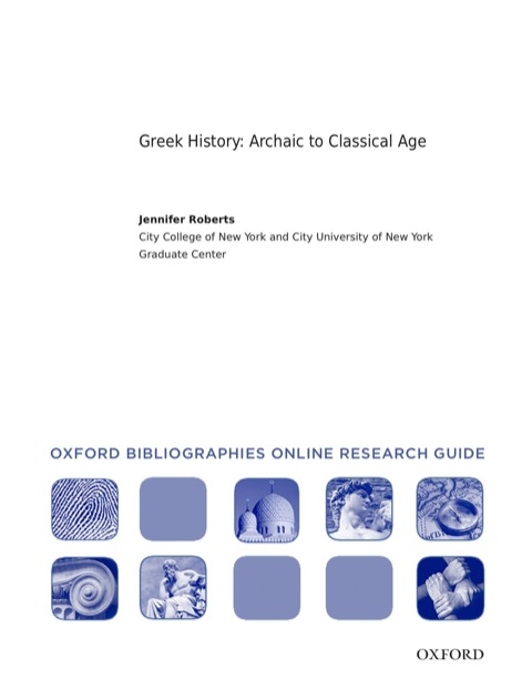 Cover image for book Greek History: Archaic to Classical Age: Oxford Bibliographies Online Research Guide