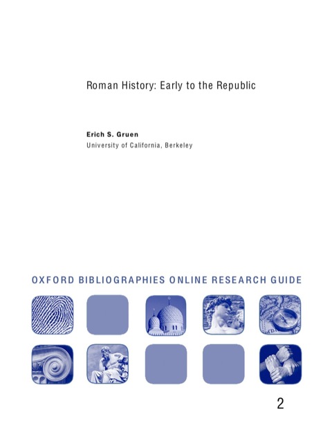 Cover image for book Roman History: Early to Republic: Oxford Bibliographies Online Research Guide