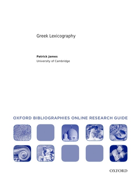 Cover image for book Greek Lexicography: Oxford Bibliographies Online Research Guide