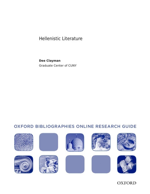 Cover image for book Hellenistic Literature: Oxford Bibliographies Online Research Guide