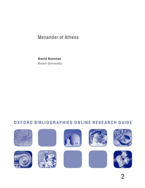 Cover image for book Menander of Athens: Oxford Bibliographies Online Research Guide