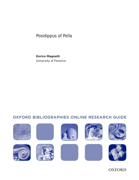 Cover image for book Posidippus of Pella: Oxford Bibliographies Online Research Guide