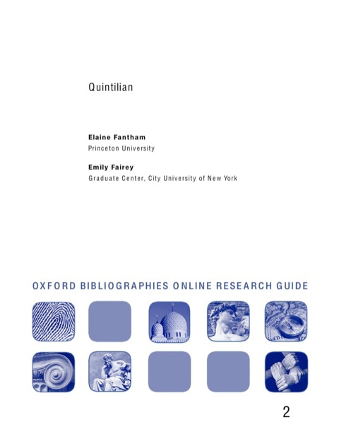 Cover image for book Quintilian: Oxford Bibliographies Online Research Guide