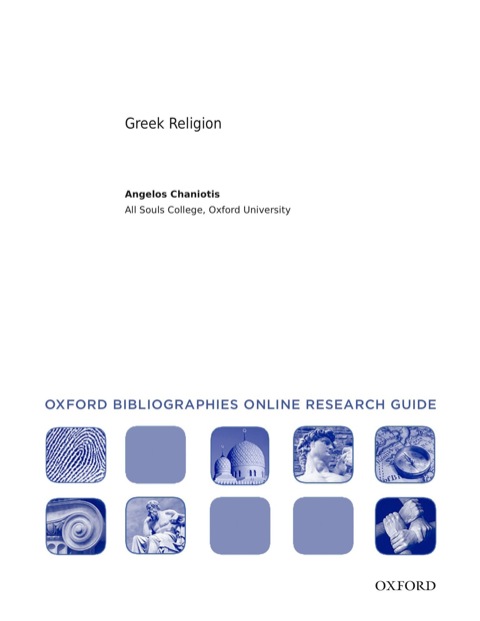Cover image for book Greek Religion: Oxford Bibliographies Online Research Guide