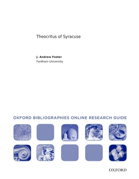 Cover image for book Theocritus of Syracuse: Oxford Bibliographies Online Research Guide