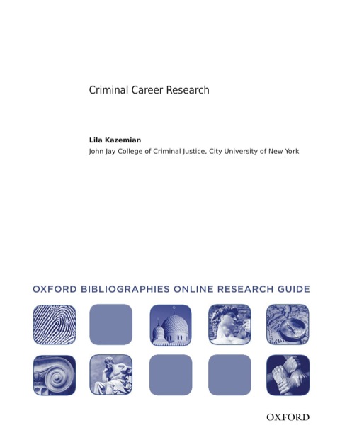 Cover image for book Criminal Career Research: Oxford Bibliographies Online Research Guide