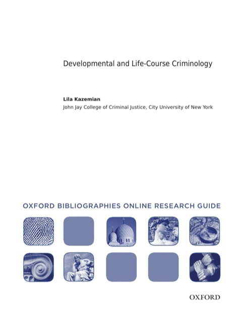Cover image for book Developmental and Life-Course Criminology: Oxford Bibliographies Online Research Guide