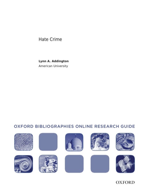Cover image for book Hate Crime: Oxford Bibliographies Online Research Guide