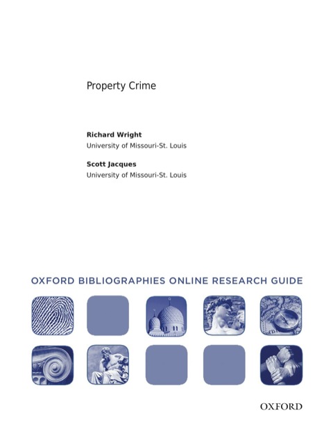 Cover image for book Property Crime: Oxford Bibliographies Online Research Guide
