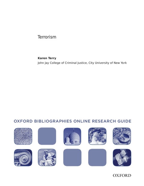 Cover image for book Terrorism: Oxford Bibliographies Online Research Guide