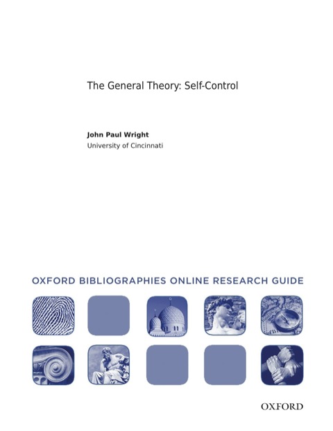 Cover image for book The General Theory: Self-Control: Oxford Bibliographies Online Research Guide