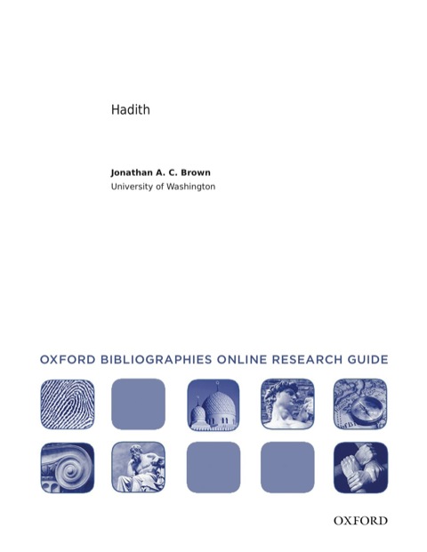 Cover image for book Hadith: Oxford Bibliographies Online Research Guide