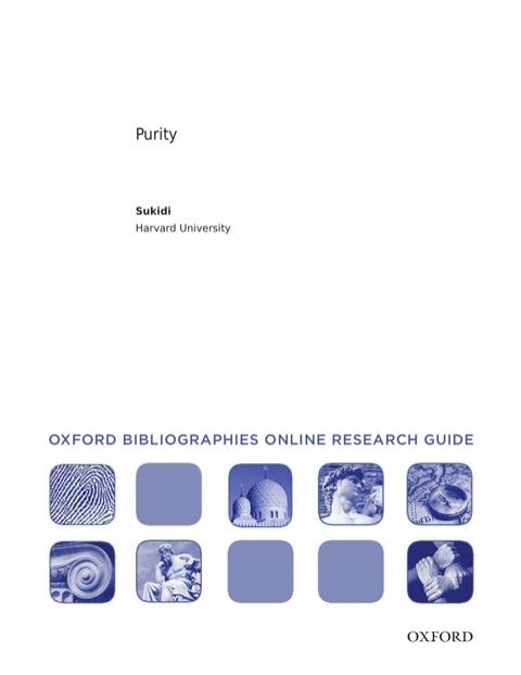 Cover image for book Purity: Oxford Bibliographies Online Research Guide