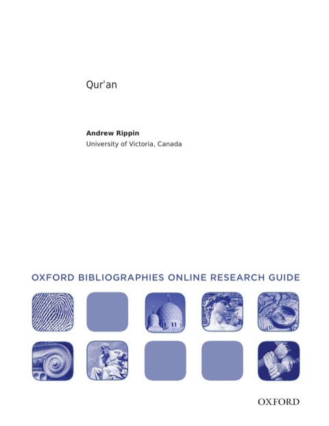 Cover image for book Qur'an: Oxford Bibliographies Online Research Guide