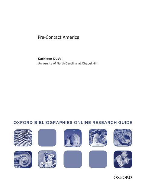 Cover image for book Pre-contact America: Oxford Bibliographies Online Research Guide