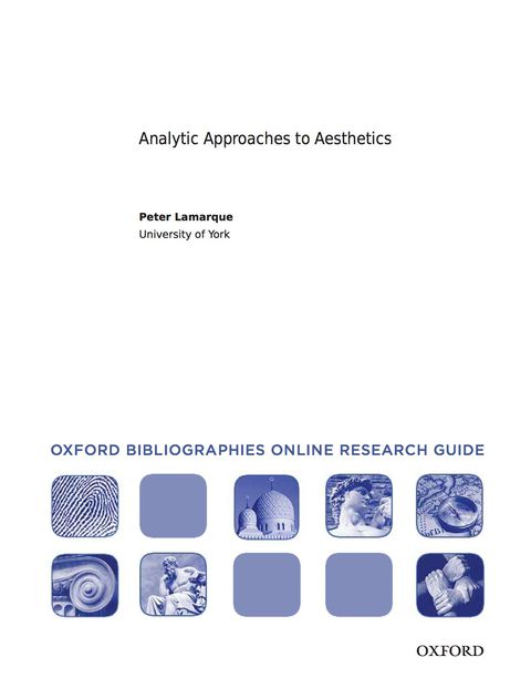 Cover image for book Analytic Approaches to Aesthetics: Oxford Bibliographies Online Research Guide