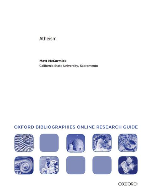 Cover image for book Atheism: Oxford Bibliographies Online Research Guide
