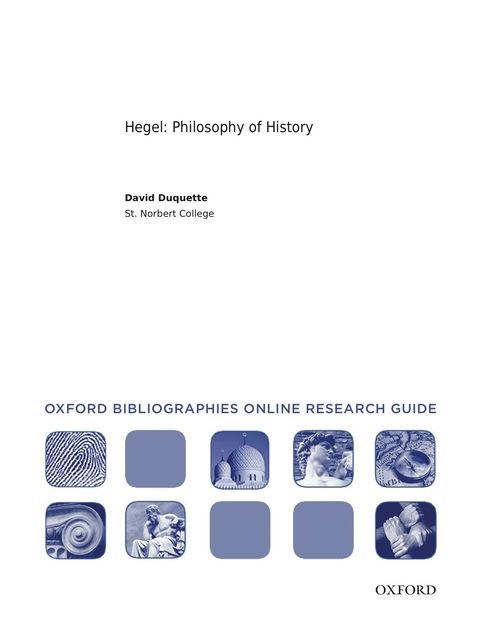 Cover image for book Hegel: Philosophy of History: Oxford Bibliographies Online Research Guide