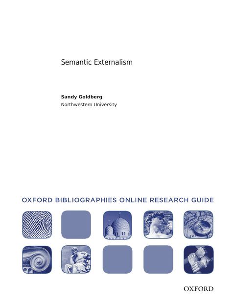 Cover image for book Semantic Externalism: Oxford Bibliographies Online Research Guide