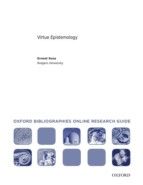 Cover image for book Virtue Epistemology: Oxford Bibliographies Online Research Guide