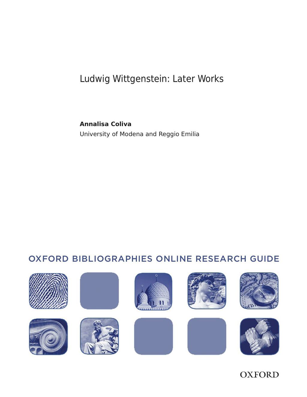 Page Fidelity Ludwig Wittgenstein: Later Works: Oxford Bibliographies Online Research Guide; $11.09