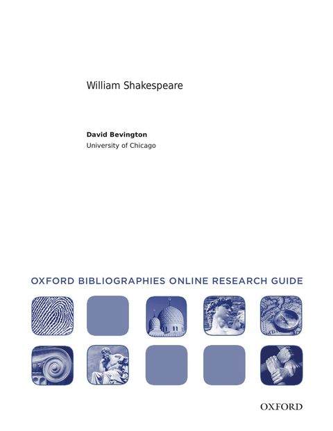 Cover image for book William Shakespeare: Oxford Bibliographies Online Research Guide