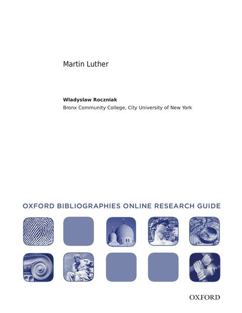 Cover image for book Martin Luther: Oxford Bibliographies Online Research Guide