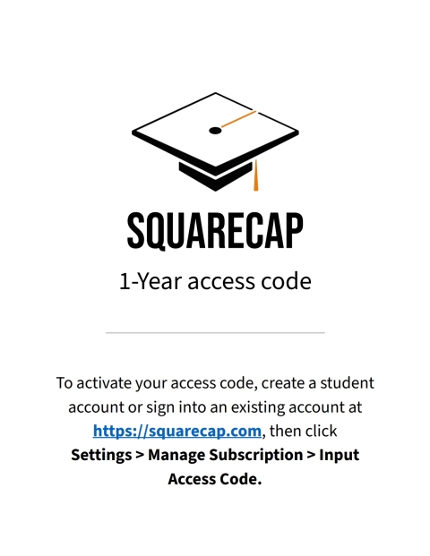 Cover image for book Squarecap One-Year Access Code