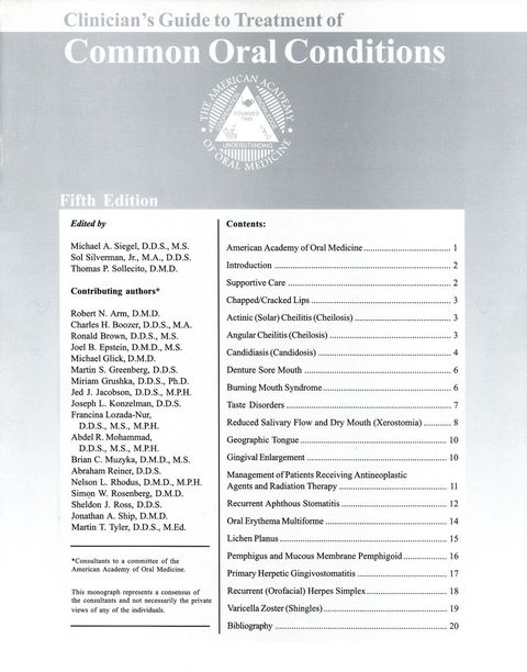 Cover image for book Clinician's Guide to Treatment of Common Oral Conditions: