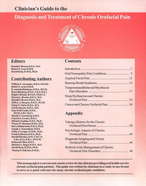 Cover image for book Clinician's Guide to Diagnosis and Treatment of Chronic Orofacial Pain
