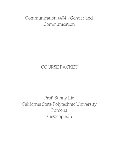 Cover image for book Gender & Communication Course Reader