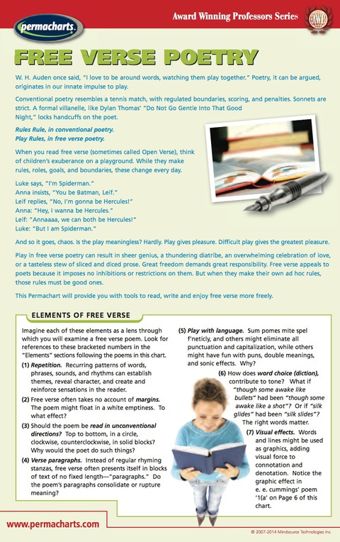 Cover image for book Free Verse Poetry - Liturature Quick Reference Guide