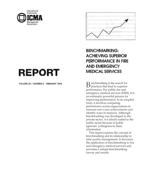 Cover image for book Benchmarking: Achieving Superior Performance In Fire and Emergency Medical Services