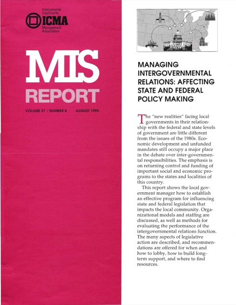 Cover image for book Managing Intergovernmental Relations: Affecting State and Federal Policy Making