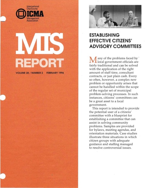 Cover image for book Establishing Effective Citizens' Advisory Committees