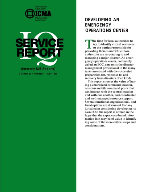 Cover image for book Developing An Emergency Operations Center