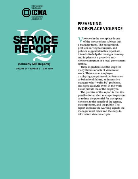 Cover image for book Preventing Workplace Violence