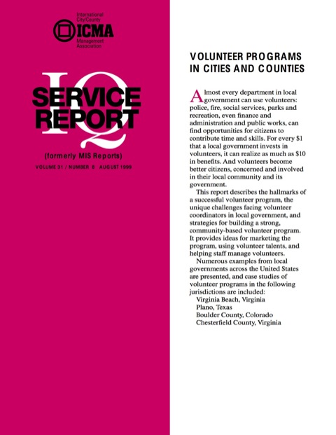 Cover image for book Volunteer Programs In Cities and Counties