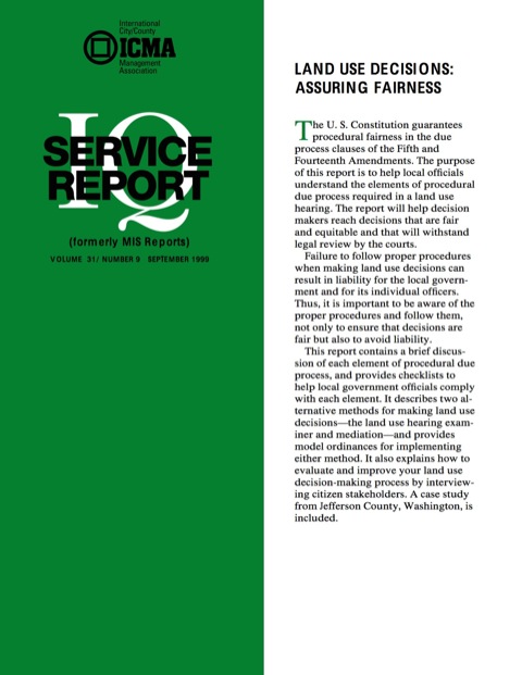 Cover image for book Land Use Decisions: Assuring Fairness