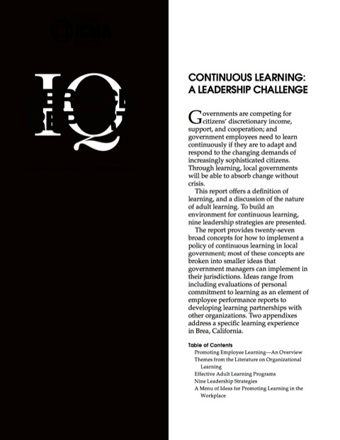 Cover image for book Continuous Learning: A Leadership Challenge