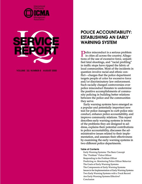 Cover image for book Police Accountability: Establishing An Early Warning System