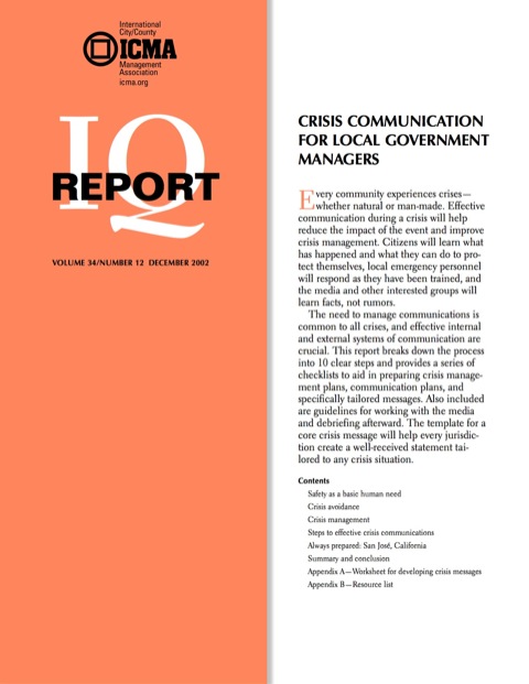 Cover image for book Crisis Communication for Local Government Managers