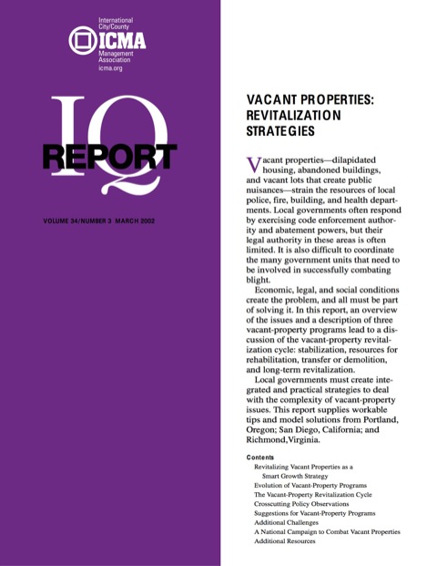 Cover image for book Vacant Properties: Revitalization Strategies